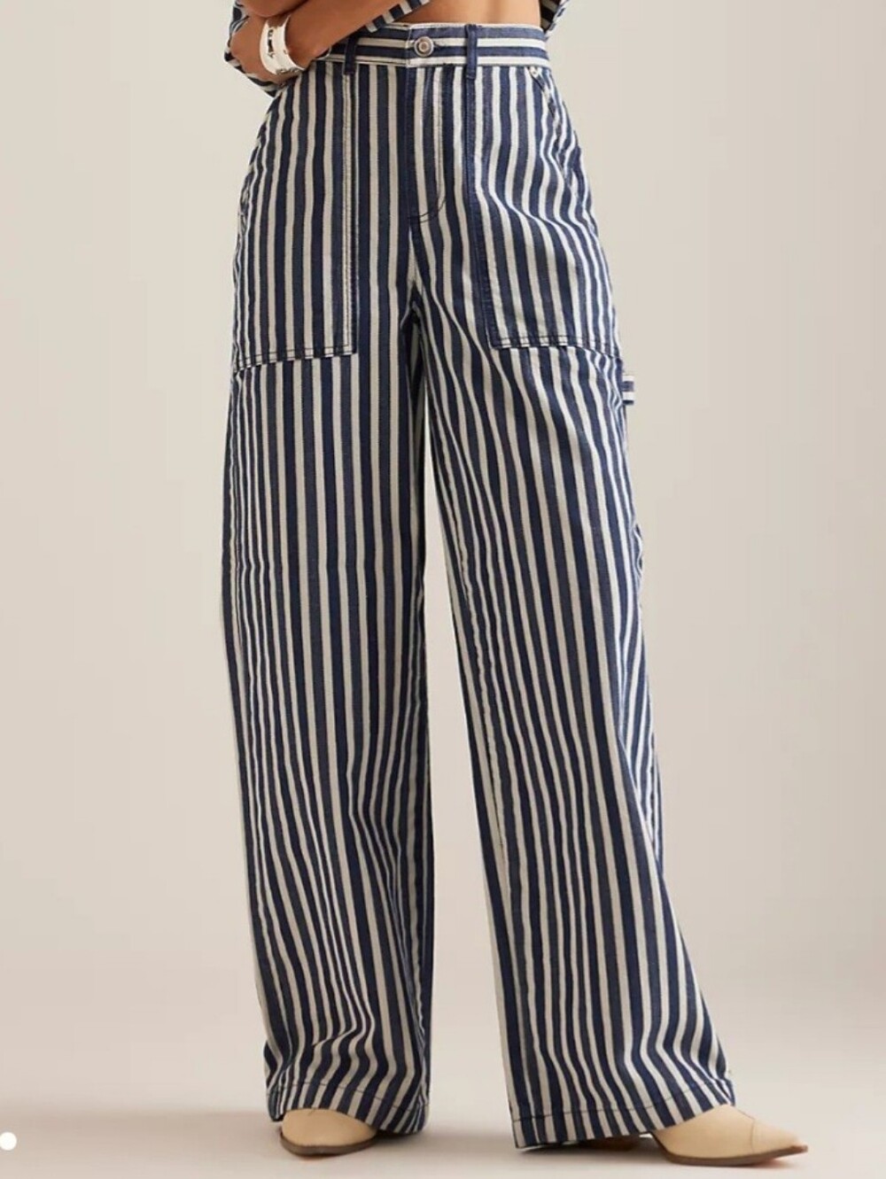 Aligne Wolf Stripe Womens High Rise Striped Carpenter Jeans Size 29